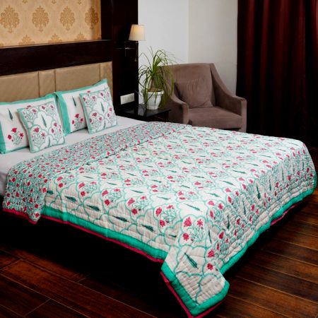 Aqua Blossom Reversible Quilt